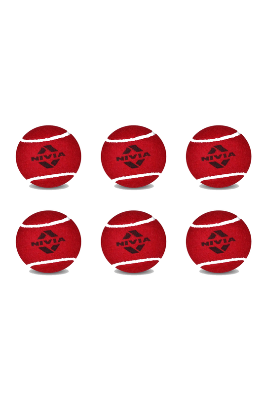 Nivia Cricket Tennis Ball Heavy Red (PACK of 6)